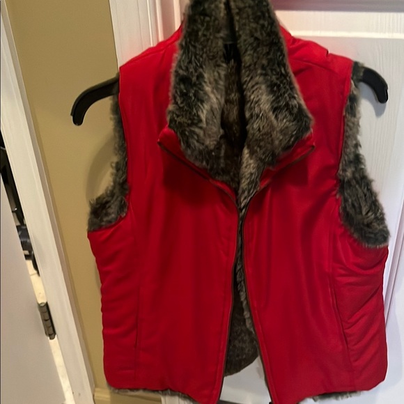 Jackets & Blazers - Red Faux Fur Lined Women's Vest